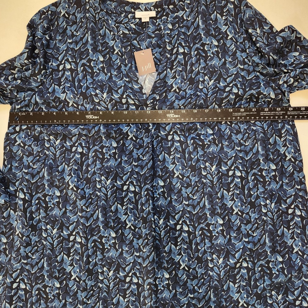 Pure Jill J. Jill Blue Leaf Print Viscose Midi Dress XL Tall NWT Long Sleeve - Picture 7 of 11